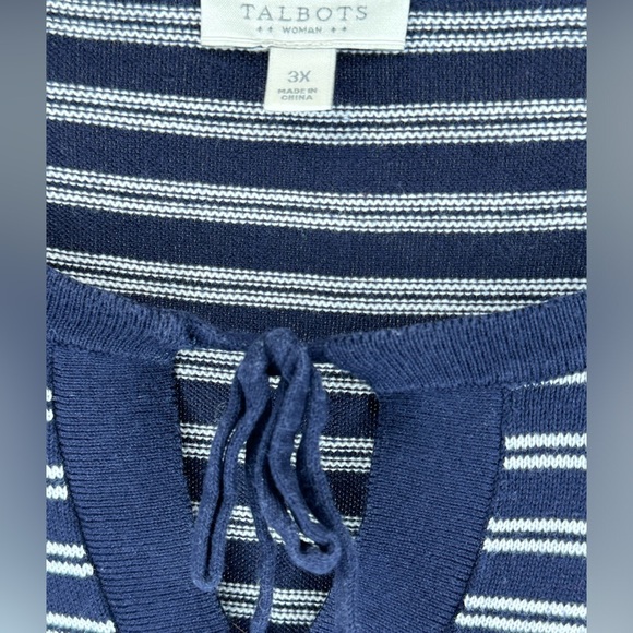 Talbots 3x Navy/white striped keyhole sweater - Picture 3 of 3